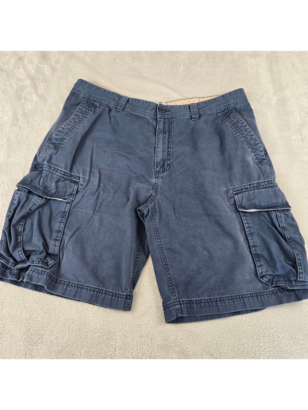 Sun River Clothing Co Mens Cargo Shorts Size 38 Navy Blue Cotton Utility